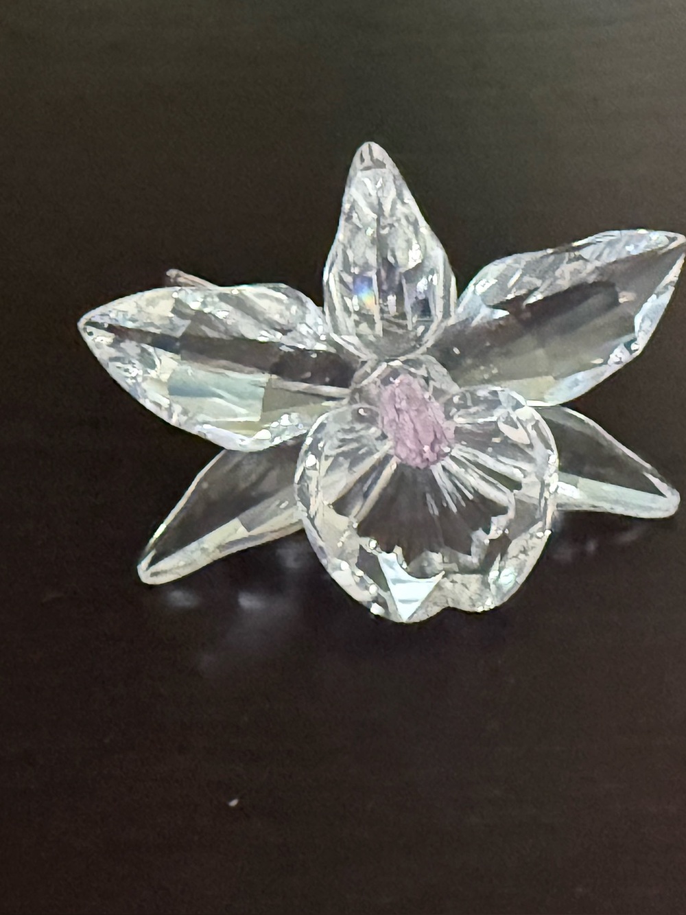 Swarovski Clear Crystal Orchid with Light Pink Center